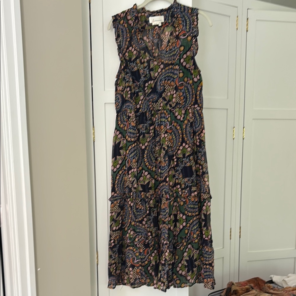 Anthropologie Black Sleeveless V-Neck Maxi Sundress